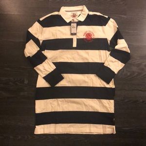 Navy & White Polo Style Stripe Dress